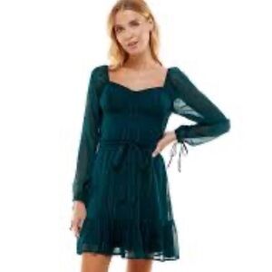 Lily Rose Teal Long-Sleeve Dress
